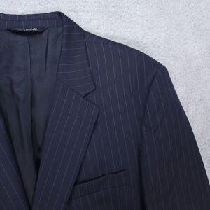 Jos A Bank Blazer Sport Coat 48L Navy Blue & Baby Blue Striped Wool